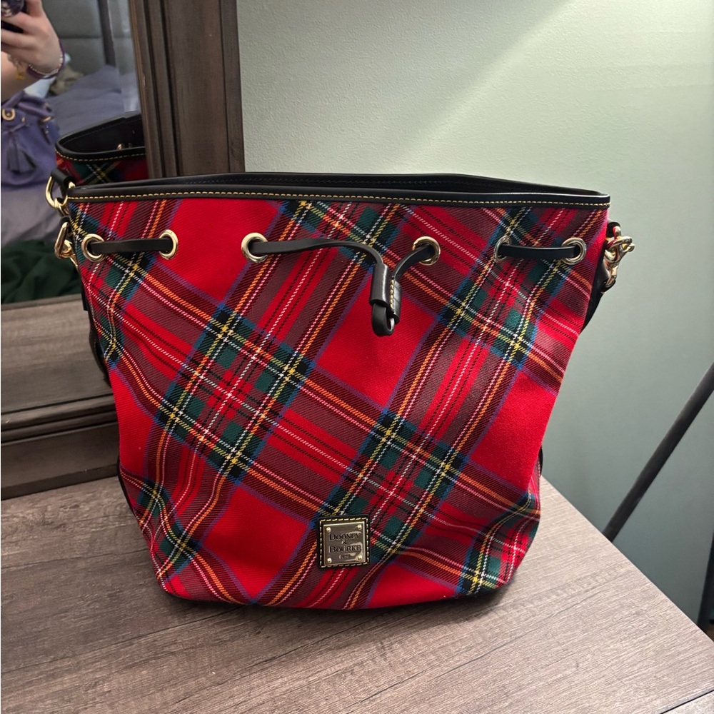 Dooney & Bourke Red Tartan Plaid Women's Bucket Bag